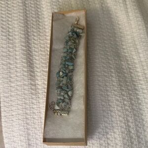 Handcrafted Pale Blue stone Statement Bracelet - Women's Jewelry